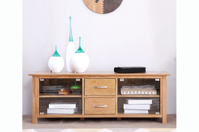 Southland Solid Oak 140 Entertainment Unit With Glass Doors